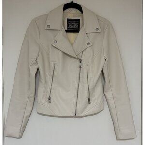 Levi’s Women’s Oyster Faux Leather Motorcycle Jacket Size XS Zippers